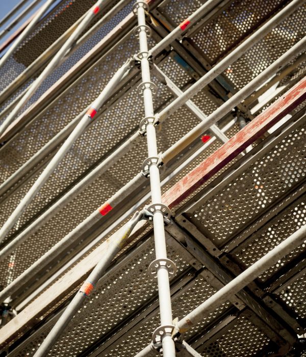 Low angle view of scaffoldings on building